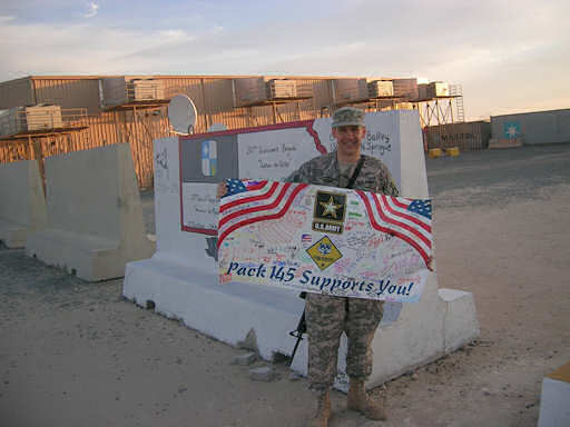 Pack 145 Banner in Camp Buehring, Kuwait